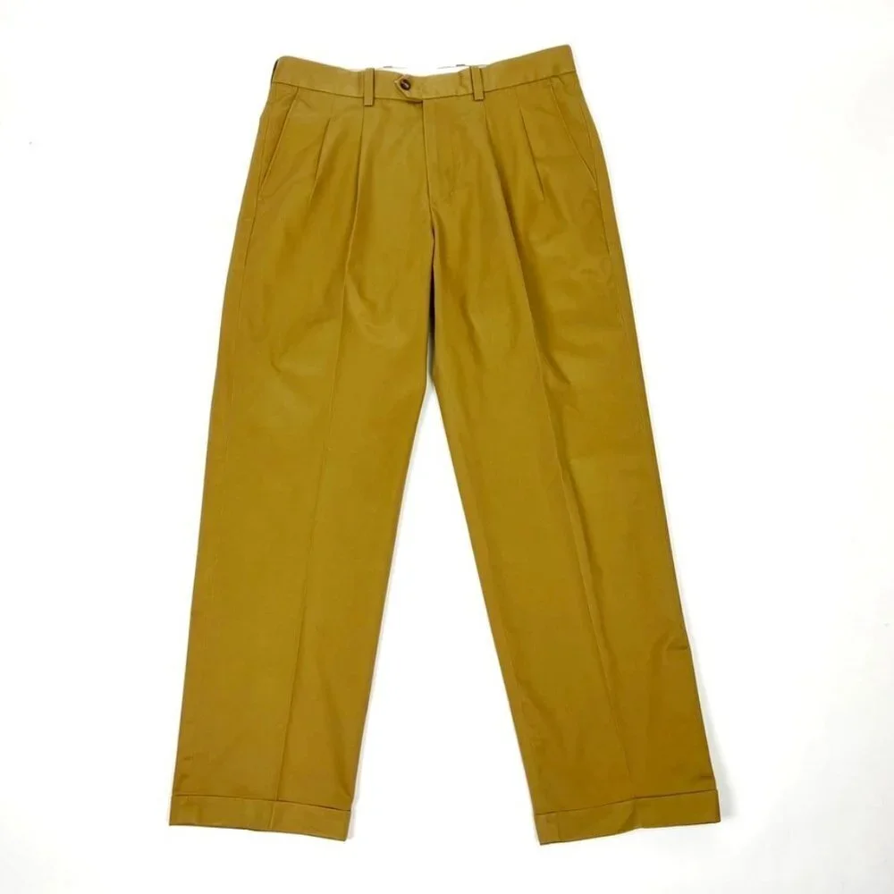 John W. Nordstrom Trouser Mens 34x30 Tan Wrinkle Free 100% Supima Cotton Pants